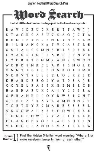 Big Ten Football Word Search page example