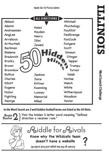 Big Ten Football Word Search page example