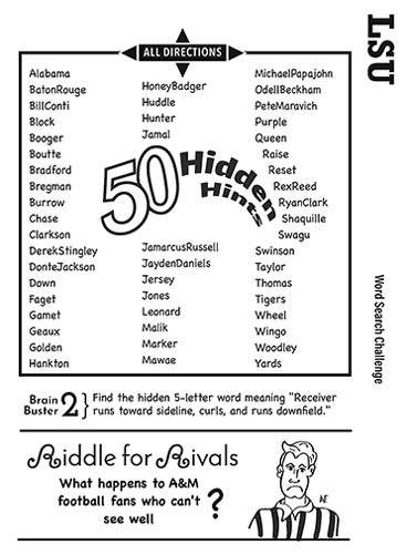 SEC 2026 spread 6-69.indd LSU Football Word Search Book
