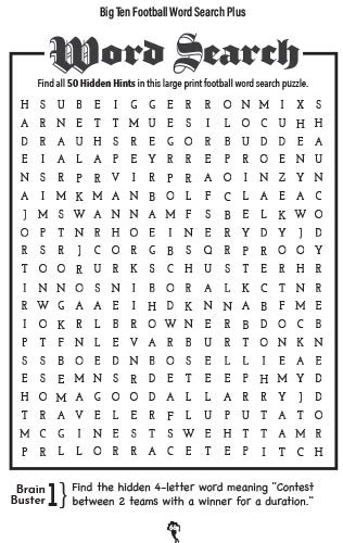 Big Ten Football Word Search page example