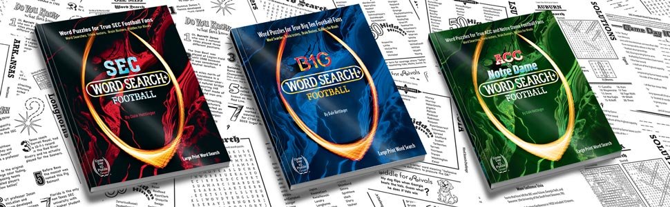 SEC, Big Ten, and ACC and Notre Dame Football Word Search Plus books