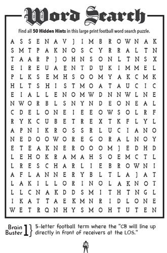 ACC Noter Dame Football Word Search page example