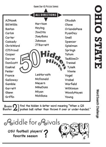 Big Ten Football Word Search page example